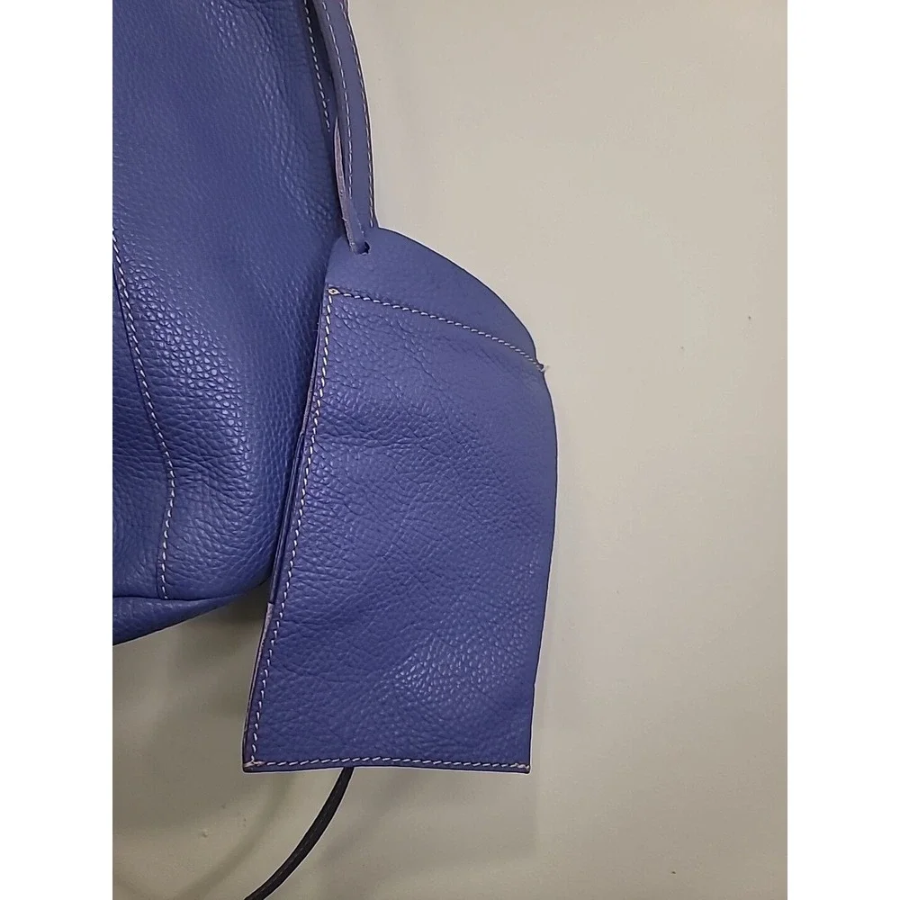 Faiez Halabi Pebbled Leather Shoulder Hobo Bag‎ Black Blue Bueno Aires